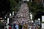 Lørdagens demonstrationer til fordel for Guaidó i Venezuelas hovedstad, Caracas, trak titusinder på gaden.
