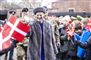 Margrethe iført pelshue: Deltog i særlig parade