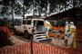 Nødhjælpsarbejdere fra Læger uden Grænser behandler og forebygger udbredelsen af ebola i DRCongo. Billedet er fra 4. november 2018 i Butembo i det østlige DRCongo.
