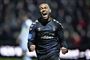 Brøndbys Kevin Mensah har scoret til 1-0 i kvartfinalen mellem Vendsyssel FF og Brøndby IF på Nord Energi Arena i Hjørring.