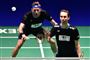 Mathias Boe (th.) og Carsten Mogensen (tv.) er i gang med parrets sidste turnering sammen ved All England.