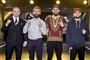 MMA-kæmperne, fra venstre Mark O. Madsen, Søren Bak, Nicolas Dalby og Mads Burnell, ser frem til at kæmpe på hjemmebane lørdag aften i en fyldt K.B. Hallen.