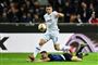Luka Jovic udnyttede den liggende Stefan de Vrijs dårlige tilbagelægning, da han scorede Frankfurts enlige mål imod Inter.
