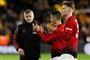 Manchester Uniteds manager, Ole Gunnar Solskjær, ser skuffet ud efter nederlaget til Wolverhampton i FA Cup-kvartfinalen.