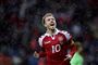 Christian Eriksen scorede, da Danmark i juni 2017 spillede 1-1 mod Tyskland i en testkamp på Brøndby Stadion, hvor dette billede er fra.