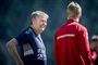 Åge Hareide og landsholdsspillerne har været samlet siden mandag i sidste uge. Tirsdag kulminerer landsholdssamlingen med EM-kvalifikationskampen på udebane mod Schweiz.