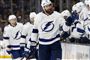 Tampa Bay Lightnings forsvarer Braydon Coburn (55) fejrer sejren over Boston Bruins i TD Garden i Boston.