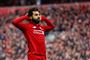 Mohamed Salah jubler efter at have scoret til 2-0 mod Chelsea.