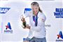 Anne-Marie Rindom sprøjter her med mousserende vin under sidste års VM i Aarhus, hvor hun vandt bronze.