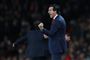 Unai Emery knytter næven efter en Arsenal-scoring torsdag aften.