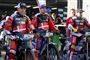 De danske speedwaykørere Frederik Jakobsen (tv), Leon Madsen og Niels-Kristian Iversen sikrede lørdag Danmark en plads i finalerne i par-VM.