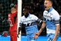 Serbiske Sergej Milinkovic-Savic (th) satte målscoringen i gang for Lazio, som onsdag besejrede Atalanta i den italienske pokalfinale.