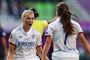 Ada Hegerberg (til venstre) lynede tre gange på 25 minutter, da Lyon kvaste FC Barcelona i lørdagens Champions League-finale i Budapest.
