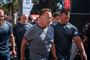 Den amerikanske filmstjerne og tidligere Californien-guvernør Arnold Schwarzenegger ved arrangementet Arnold Classic Africa i weekenden, hvor han blev ramt i ryggen af "flyvende spark".