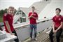 Victor Nelsson (tv.), Jacob Bruun Larsen (i midten) og Jonas Wind (th.) var tre af de 26 navne, som U21-landstræner Niels Frederiksen tirsdag udtog til sin EM-bruttotrup.