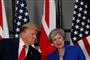 Præsident Donald Trump og premierminister Theresa May på deres fælles pressemøde i London.