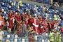 Her ses en gruppe roligans forud for VM-ottendedelsfinalen mod Kroatien sidste år.