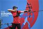 Maja Jager ses her med recurvebuen ved European Games.