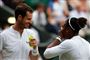 Andy Murray (til venstre) og Serena Williams (til højre) har fundet ind i et godt makkerskab i mixeddoublerækken ved Wimbledon.