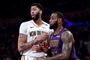 Anthony Davis og LeBron James bliver holdkammerater i Los Angeles Lakers fra næste sæson. (Arkivfoto).
