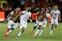 Riyad Mahrez (nummer syv) jubler efter at have sendt Algeriet i Africa Cup of Nations-finalen.