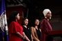 Donald Trump har siden søndag været i strid med de fire kvindelige kongresmedlemmer (fra venstre mod højre) Ayanna Pressley, Alexandria Ocasio-Cortez, Ilhan, Rashida Tlaib og Ilhan Omar.