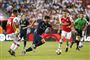 Marco Asensio (i midten) scorede et mål, før han måtte udgå fra kampen mod Arsenal med en skade.