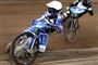 Leon Madsen (forrest) var godt kørende i VM-grandprixet í Polen lørdag aften og blev nummer tre.