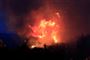 En brandmand i kamp mod flammer ved landsbyen Gavalas på 
 Evia, Grækenlands næststørste ø.