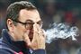 Sarri ses her med en smøg mellem fingrene i sin tid som Napoli-træner.