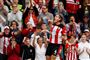 Jannik Vestergaard jubler over sin første scoring for Southampton. Han stod for målet til 1-1 mod Manchester United.