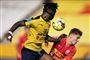 Emmanuel Sabbi (tv.) spillede måske sin sidste kamp for Hobro, da nordjyderne lørdag gæstede FC Nordsjælland.