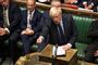 Den britiske premierminister, Boris Johnson, talte tirsdag aften i Underhuset i parlamentet.