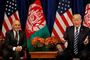 Ved topmødet skulle de øverste forhandlere fra Taliban efter planen have mødtes med Trump og Afghanistans præsident, Ashraf Ghani. Her ses de to sidstnævnte under et møde i New York i september 2017.