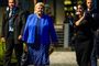 Statsminister Erna Solberg har indkasseret et nederlag ved mandagens lokalvalg. Her ses hun på vej til Høyres valgfest sent mandag aften.