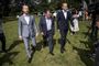 Jakob Ellemann-Jensen, Lars Løkke Rasmussen og Kristian Jensen til pressemøde i forbindelse med Venstres sommergruppemøde på Kragerup Gods ved Ruds Vedby. Jakob Ellemann-Jensen stiller op som formand for Venstre, efter at Løkke trak sig.