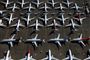 Mange Boeing 737 Max-fly med flyveforbud holder stille på jorden. Her i Boeing Field i Seattle i USA. (Arkivfoto).