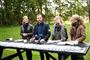 Sofie Carsten Nielsen, Morten Østergaard, Ida Auken og Zenia Stampe fra Det Radikale Venstre præsenterer på et pressemøde på naturlegepladsen Eghjorten i Fredensborg partiets samlede finanslovsforslag.