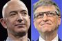 Handelsgiganten Amazons grundlægger og administrerende direktør, Jeff Bezos (tv.), har mistet pladsen som verdens rigeste til medstifter af it-virksomheden Microsoft Bill Gates (th.). (Arkivfoto.)