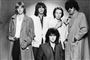 Thin Lizzy blev dannet i 1969 i Dublin. Phil Lynott, der spillede bas og var forsanger, står yderst til højre. (Arkivfoto)