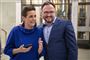 Pia Olsen Dyhr (SF) og klimaminister Dan Jørgensen (S) var i vældig godt humør efter at Danmarks første klimalov nogensinde faldt på plads.