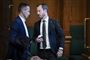 Venstres Kristian Jensen og Venstres Jakob Ellemann-Jensen under statsminister Mette Frederiksens spørgetime i Folketingssalen.