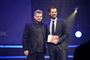 Rasmus Munk (tv.) fra restaurant Alchemist modtog mandag aften to michelinstjerner ved præsentationen af den nordiske udgave af michelinguiden i Trondheim i Norge.