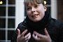 Kulturminister Joy Mogensen (S) inviterer ved et pressemøde på Johan Borups Højskole kultur- og medieordførere til forhandlinger, lørdag den 28. marts 2020. Målet er at finde løsninger på corona-krisens negative effekt på kultur- og medieområdet.. (Foto: Philip Davali/Ritzau Scanpix)