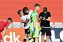 AGF-spillerne fejrer den første af to scoringer mod FC Nordsjælland.