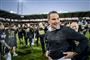 FC Midtjylland-træner Brian Priske kunne sammen med de øvrige trænere og spillere på holdet lade sig bade i øl, efter at guldet blev en realitet.