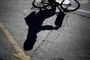 En skygge/silhouet af en cyklist