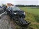 Skadet bil holder i rabatten