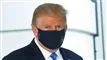 Donald Trump ses med mundbind
