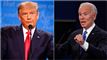 Donnald Trump til højre han ser lidt sammenbidt ud. Joe biden til venstre med åben mund